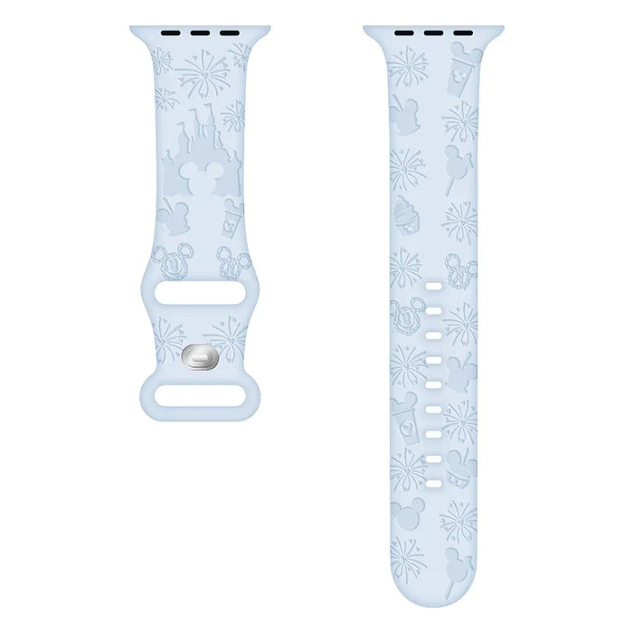 Blue Disney Mickey Mouse Castle Theme Design Silicone Apple Watch Band On Sale