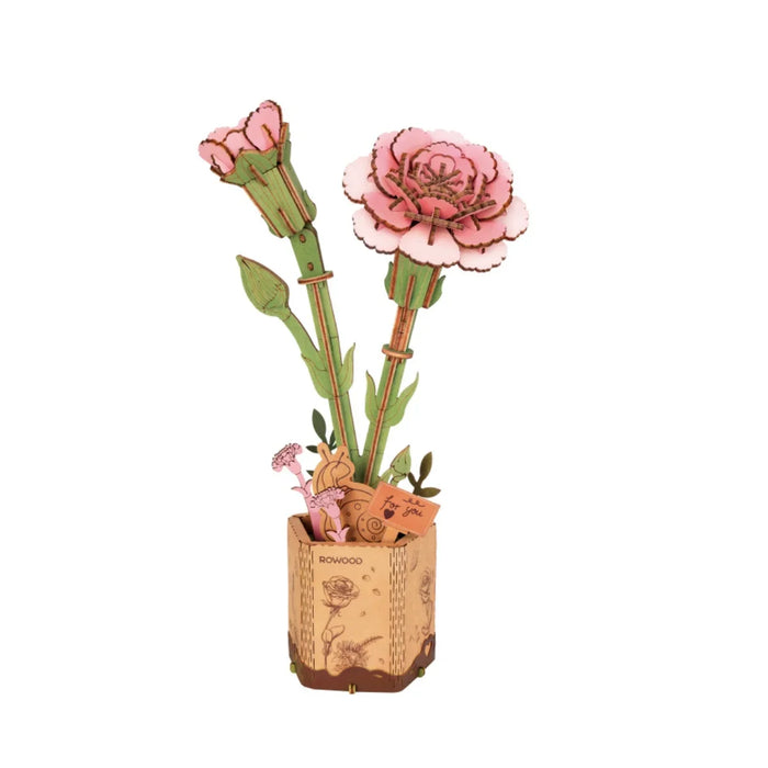 Pink Carnation Eternal Flowers Bouquet Collection 3D Wooden Puzzle Model Kits On Sale