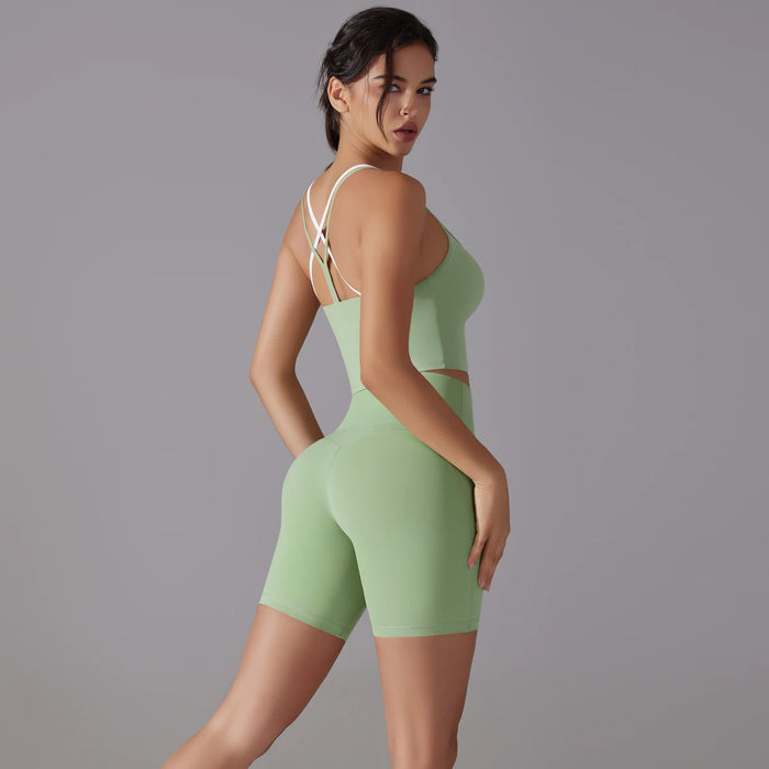 2 Piece Set Women Speed Dry Fitness Yoga Activewear Sports Gym Outfit (Avocado Green) On Sale