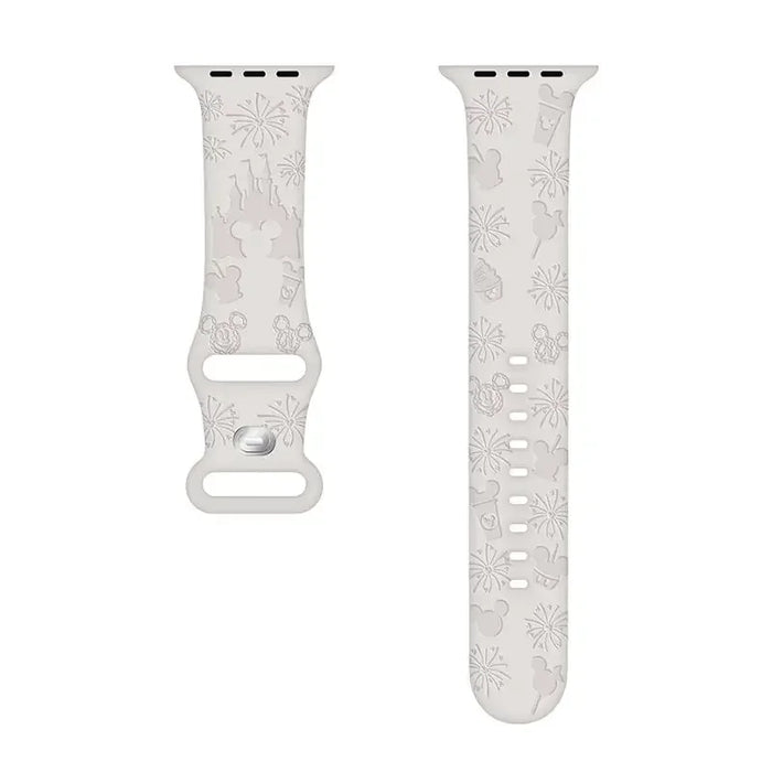 White Disney Mickey Mouse Castle Theme Design Silicone Apple Watch Band On Sale