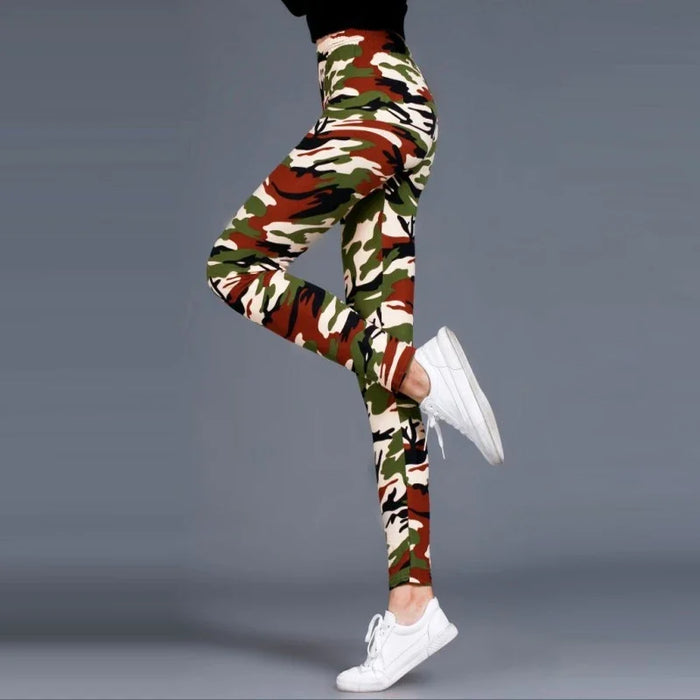 Orange Soft High-Waisted Camouflage Yoga Gym Leggings On Sale