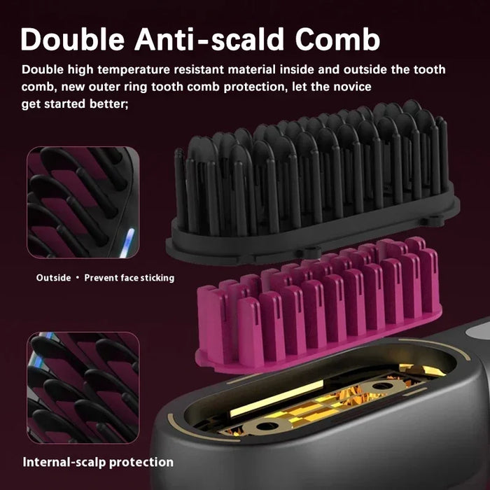 Rechargeable Wireless Negative Ion Electric Hair Comb Straightener On Sale