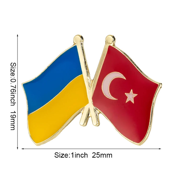 Ukraine Flag & Turkey Flag Brooches Lapel Pins On Sale