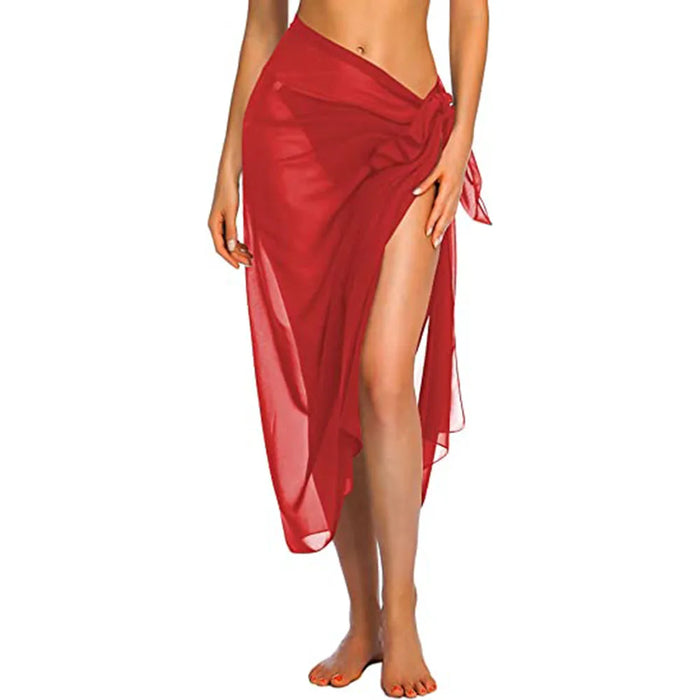 Red Beach Bikini Long Sarong Scarf for Swimwear Cover-ups On Sale
