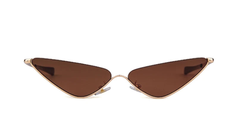 Brown Retro Triangle Shape 90s Vintage Style Half Frame Fashion Sunglasses On Sale
