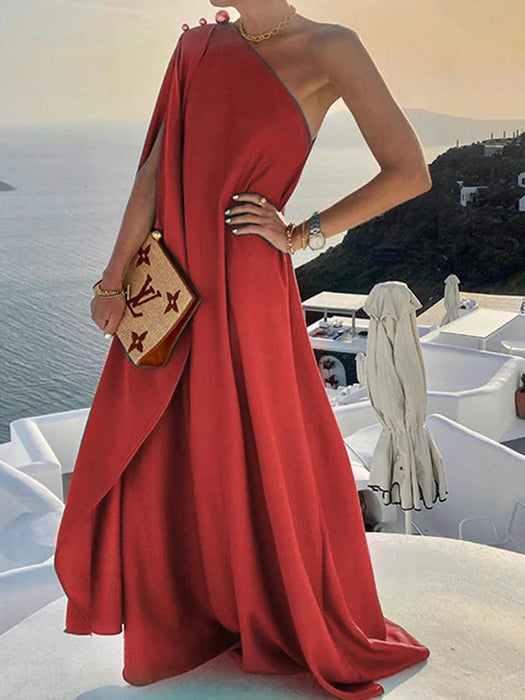 Elegant Off Shoulder Red Boho Long Maxi Dress On Sale