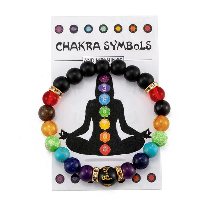 7 Chakras Symbols Reiki Power Of Energy Natural Crystal Stone Yoga Charm Couple Bracelet On Sale