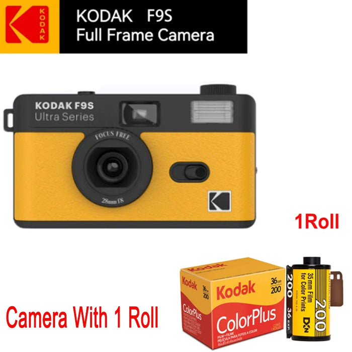 KODAK Vintage Retro Ultra F9S 35mm Reusable Classic Film Camera Yellow With 1 Roll Kodak ColorPlus 200 Film On Sale