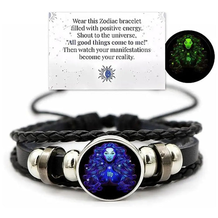 12 Zodiac Signs Leather Wrap Bracelet On Sale