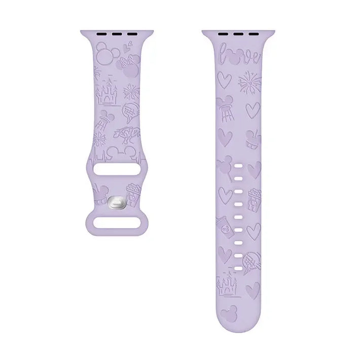 Purple Disney Mickey Mouse Castle Theme Design Silicone Apple Watch Band On Sale