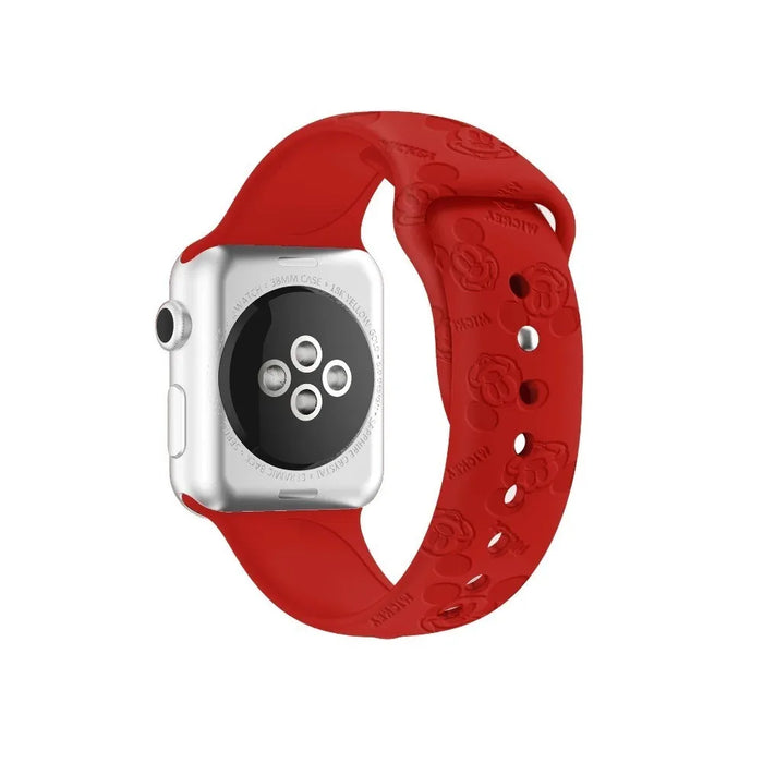 Red 3D Dream Disney Mickey Mouse Theme Design Silicone Apple Watch Band On Sale