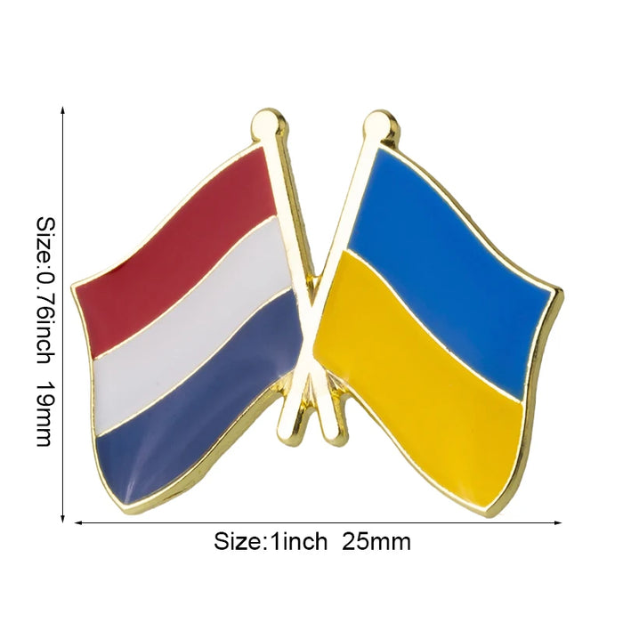 Ukraine Flag & Netherlands Flag Brooches Lapel Pins On Sale