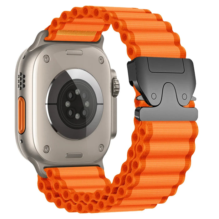 Orange Outdoor Sport Adventure Tactical Nylon Loop Strap Collection for Apple Watch Band Ultra, 49mm, 46mm, 45mm,  42mm, 41mm, 40mm, 38mm On Sale