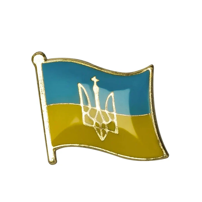 Ukraine Flag With Trident Brooches Lapel Pins On Sale