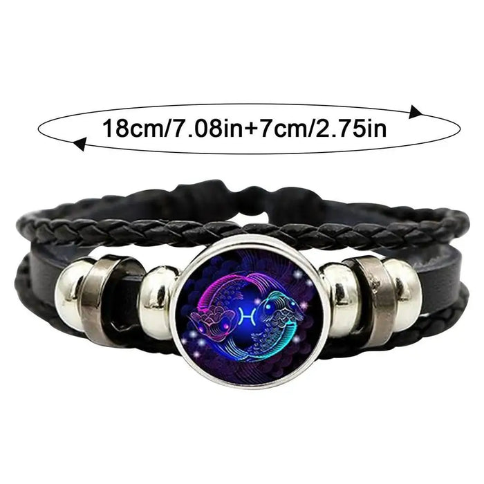 Pisces Glows Zodiac Leather Bracelet On Sale