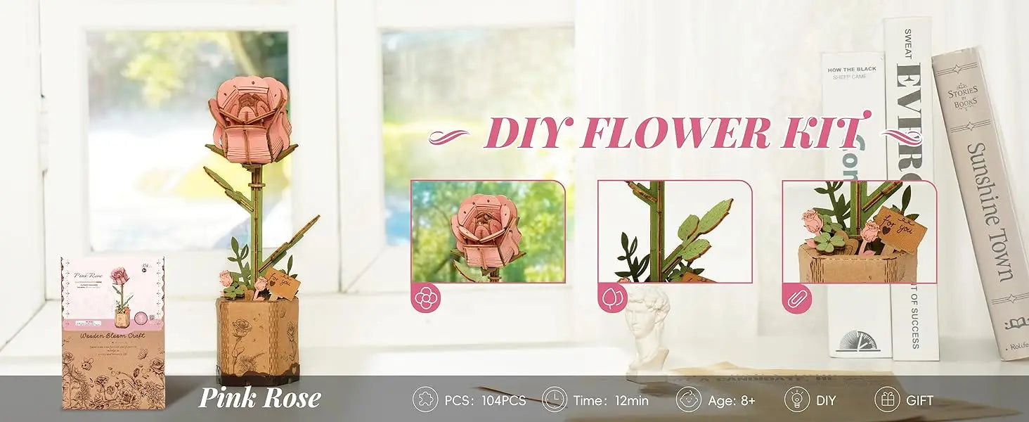 Eternal Flowers Bouquet Collection 3D Wooden Puzzle Model Kits On Sale