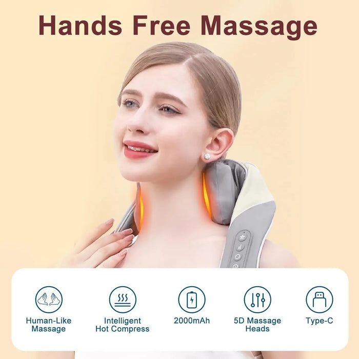 6D Deep Tissue Kneading Shiatsu Neck And Shoulder Muscle Cordless Massager On Sale