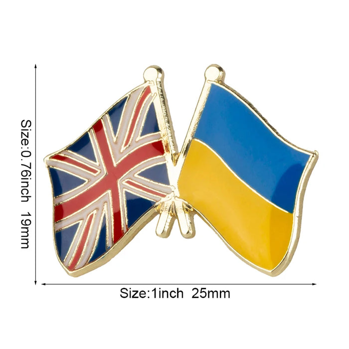 Ukraine Flag & UK Flag Brooches Lapel Pins On Sale