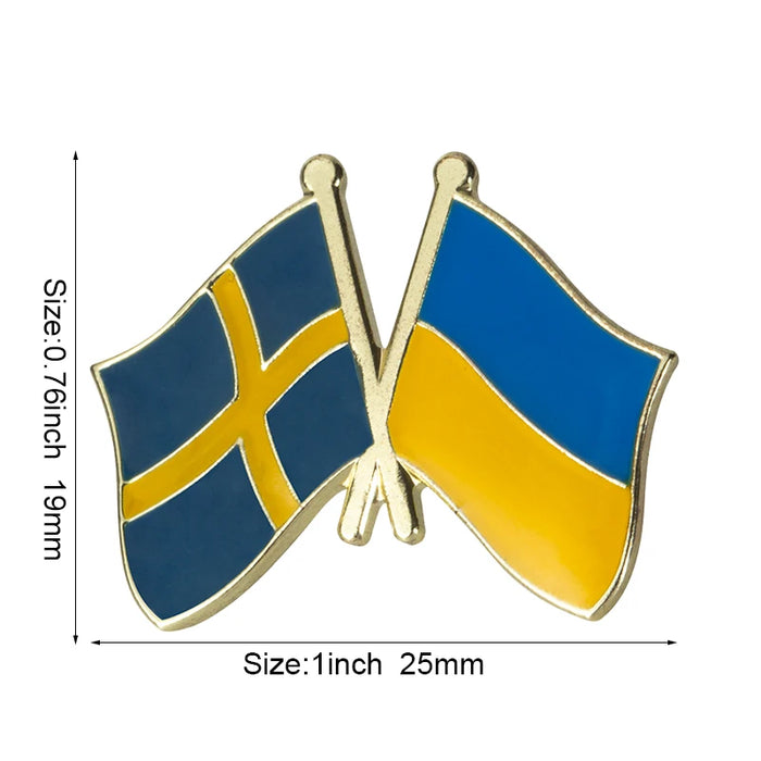 Ukraine Flag & Sweden Flag Brooches Lapel Pins On Sale
