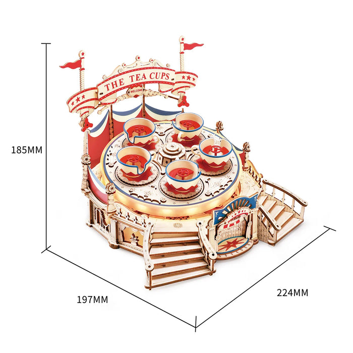 Tilt-A-Whirl The Tea Cup Magic Amusement Park Series 3D Music Box Wooden Puzzle Kit On Sale