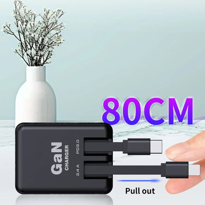 Smart Dual USB & Portable Adapter Fast Charging 120W Retractable Type C Lighting Charger Cable For iPhone, iPad, Samsung On Sale
