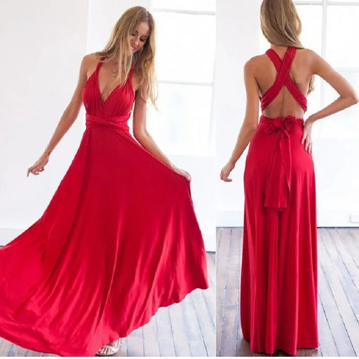 Red Maxi Convertible Long Dress On Sale