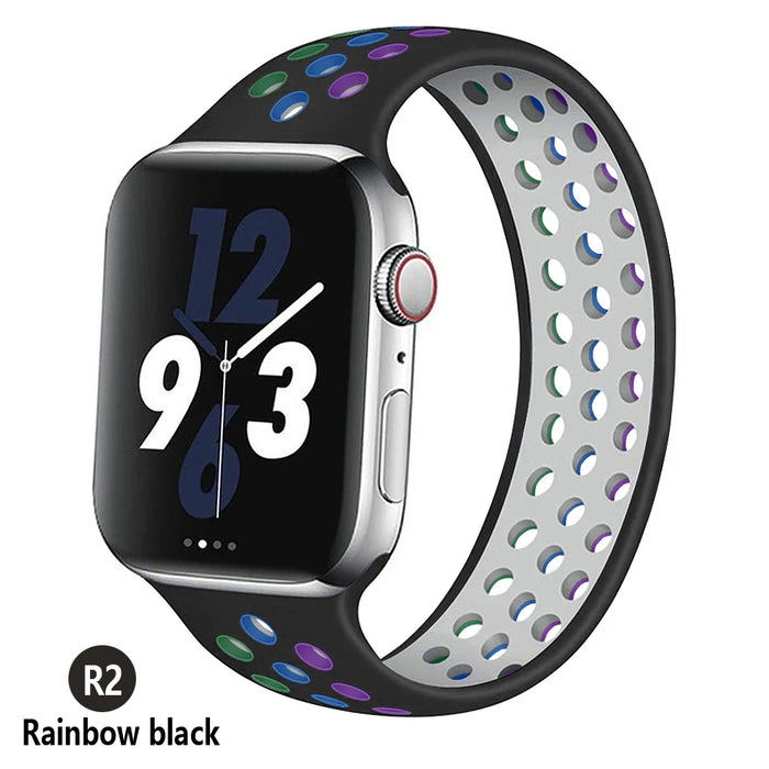 NIKE Style Rainbow Black Sport Solo Band for Apple Watch Strap On Sale