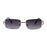Classic Rectangular Rimless Sunglasses On Sale - Gold Double Brown