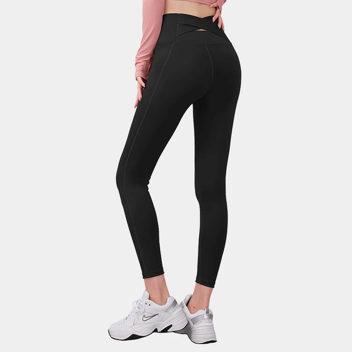 Black High Waisted Cross Back Seamless Push Up Gym Leggings On Sale