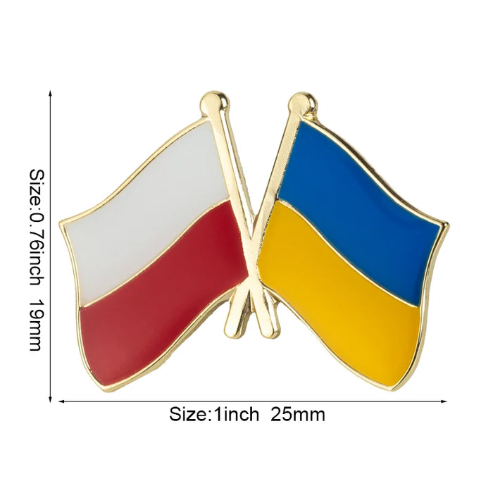Ukraine Flag & Poland Flag Brooches Lapel Pins On Sale