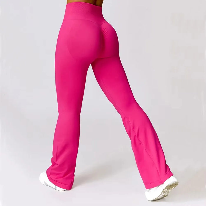 High Waisted Seamless Pink Flare Leg Yoga Pants On Sale
