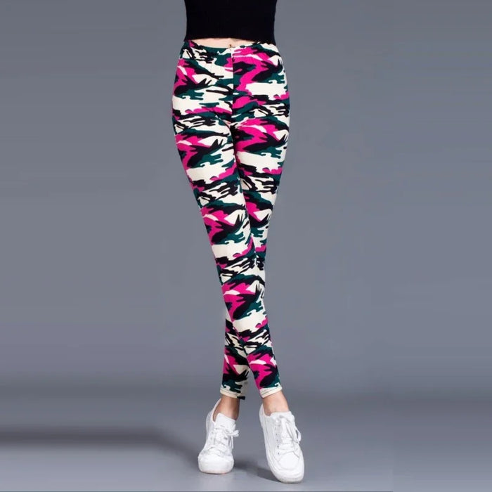 Rose Red Soft High-Waisted Camouflage Yoga Gym Leggings On Sale