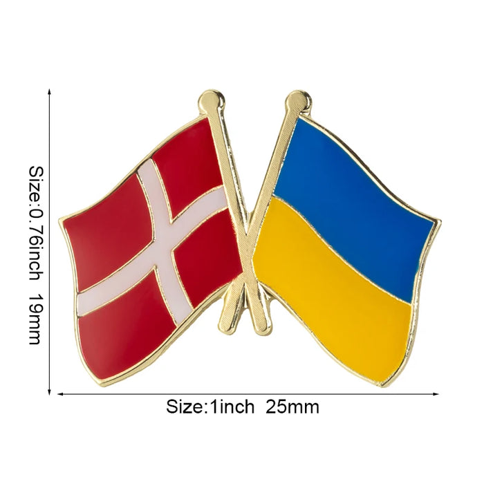 Ukraine Flag & Demark Flag Brooches Lapel Pins On Sale