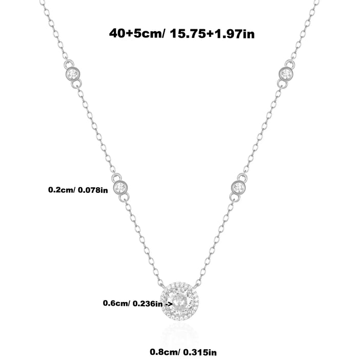 925 Sterling Silver Crystal Pendant Chain Choker Necklace On Sale