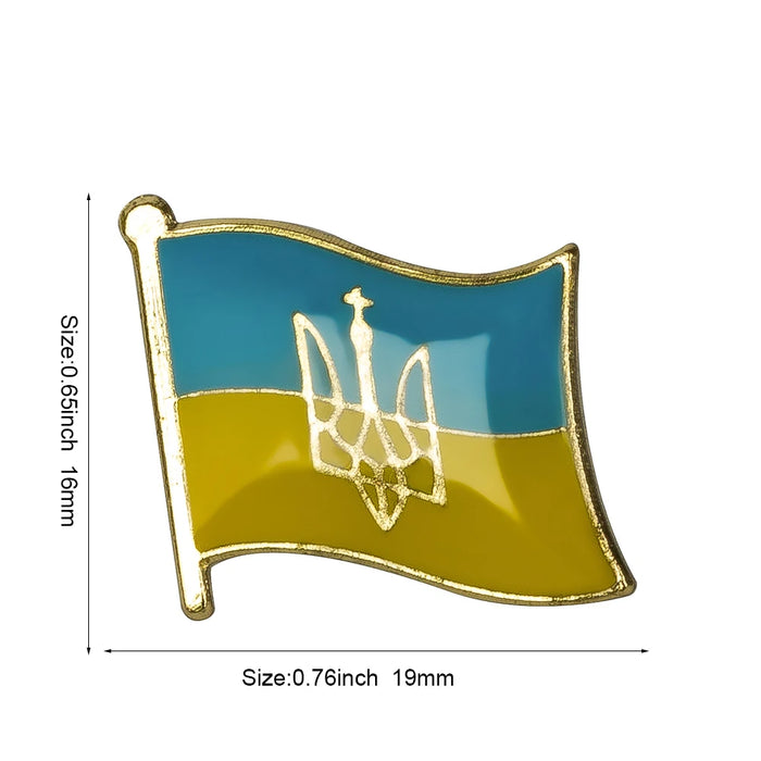 Ukraine Flag With Trident Brooches Lapel Pins On Sale