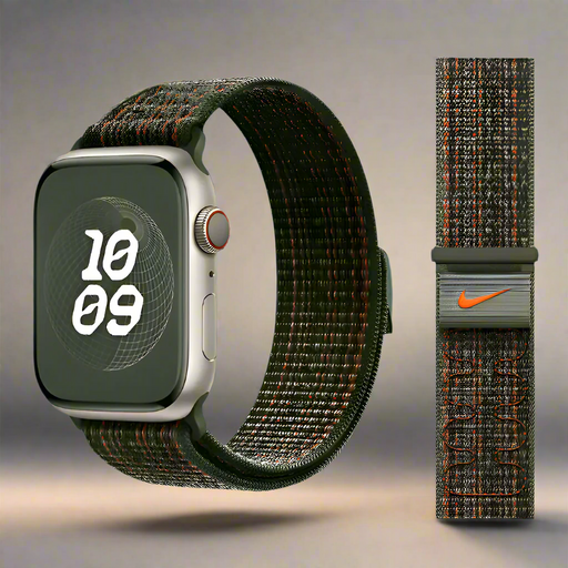 NIKE Style Sequoia Orange Nylon Sport Watch Straps Collection For Apple Watch 38mm, 40mm, 41mm, 42mm, 44 mm, 45mm, 46mm, 49mm On Sale