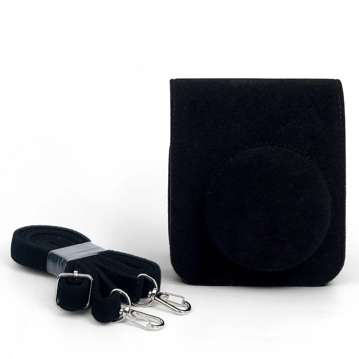 Black Fujifilm Instax Mini 12 3D Texture Camera Case with Shoulder Strap On Sale