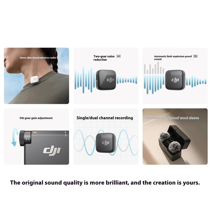 DJI Mic Mini (2TX 1RX + Charging Case) Two-Level Active Noise Cancelling Audio Stable Transmitter On Sale