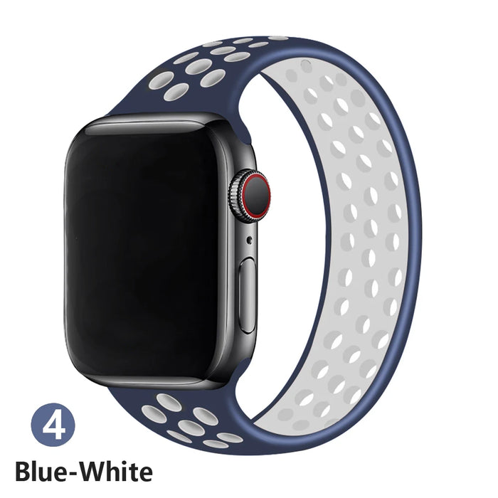 NIKE Style Blue White Sport Solo Band for Apple Watch Strap On Sale