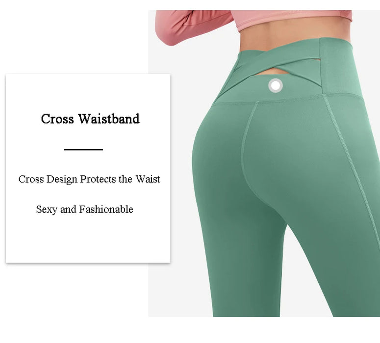 High Waisted Cross Back Seamless Push Up Gym Leggings On Sale