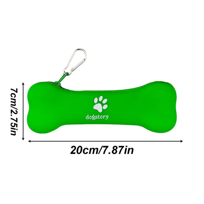 Green Bone Shaped Silicone Dog Treats Waist Pouch Bag On Sale