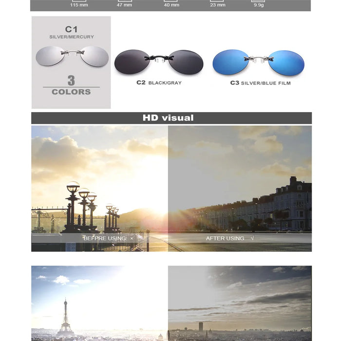 Matrix Morpheus Style Round Rimless Clip-On-Nose UV400 Sunglasses On Sale
