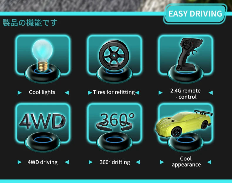 4WD Street-Glow Drift Racing Remote Control Cars On Sale