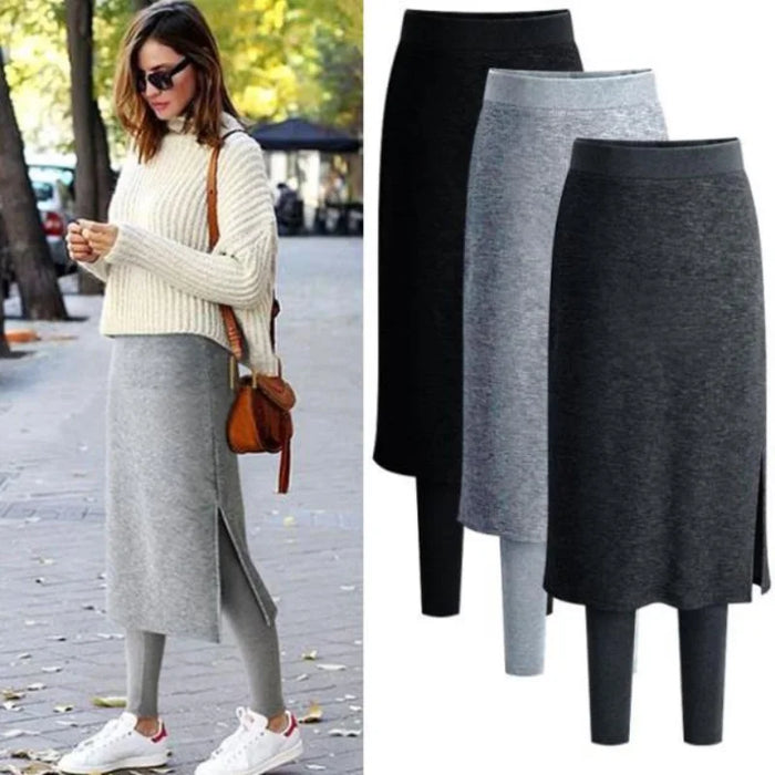 Soft Stretchy One Piece Fleece Or No Fleece Midi Skirt Plants Leggings On Sale
