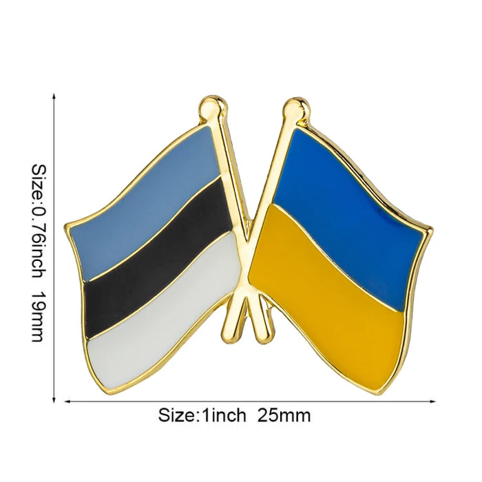 Ukraine Flag & Estonia Flag Brooches Lapel Pins On Sale