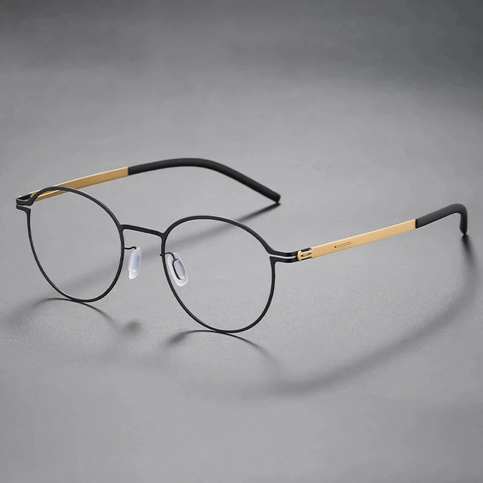 Black Lightweight German Eyewear Screwless Link Retro Eyeglasses On Sale