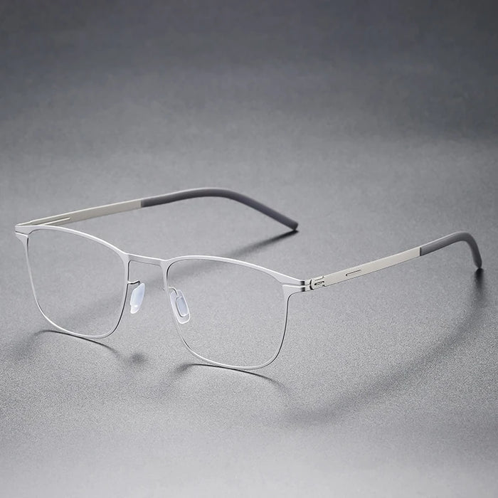 Matte Silver Lightweight German Eyewear Screwless Link Retro Eyeglasses On Sale