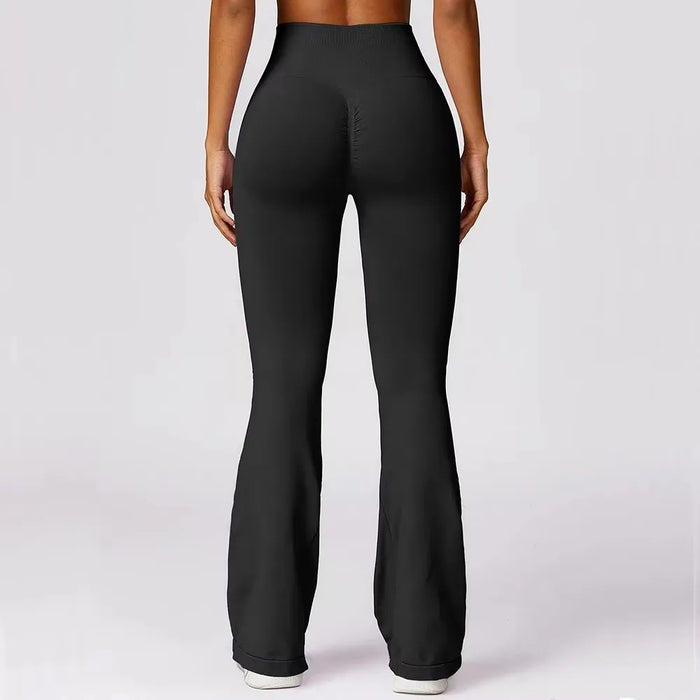 High Waisted Seamless Black Flare Leg Yoga Pants On Sale
