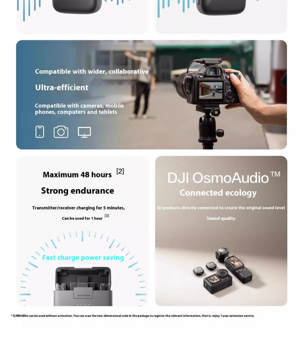DJI Mic Mini (2TX 1RX + Charging Case) Two-Level Active Noise Cancelling Audio Stable Transmitter On Sale