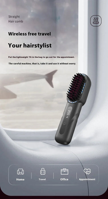 Rechargeable Wireless Negative Ion Electric Hair Comb Straightener On Sale